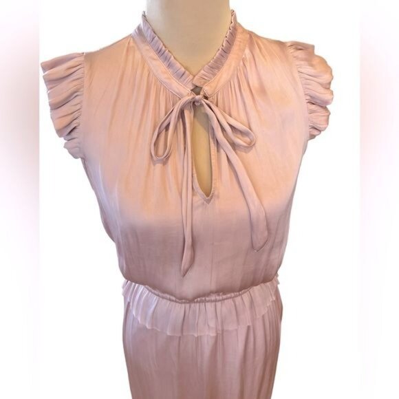 Banana Republic women’s maxi dress size 6 blush pink satin ruffle sleeveless NWT - Picture 5 of 15